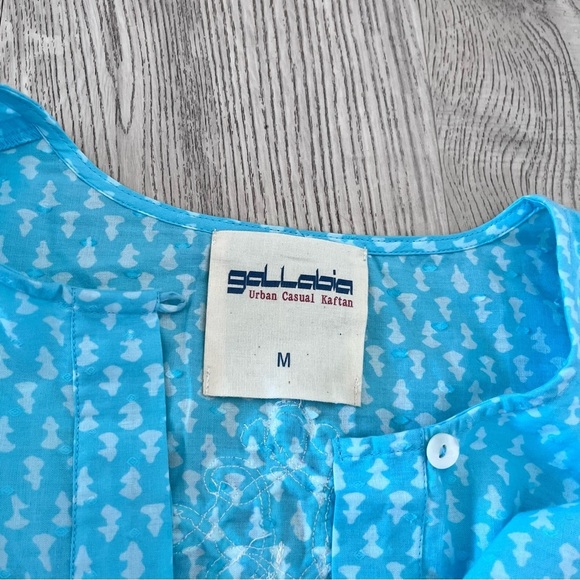 Gallabia Blue and White Long Sleeve Caftan Kaftan Medium - Picture 5 of 11